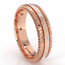 Tire Tread Pattern Diamond Men's Eternity Dome Wedding Band 18k Rose Gold  (0.16Ct. tw.)