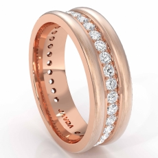 Pave Set Diamond Eternity Men's Wedding Band Round Edges 14k Rose Gold  (1Ct. tw.)