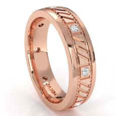 Bezel Set Diamond Men's Carved Eternity Wedding Band 18k Rose Gold  (0.15Ct. tw.)