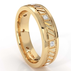 Bezel Set Diamond Men's Carved Eternity Wedding Band 14k Gold Yellow  (0.15Ct. tw.)