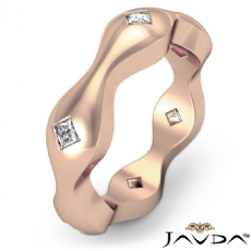 Wave Design Princess Diamond Men's Eternity Wedding Band 14k Rose Gold  (0.6Ct. tw.)