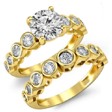 Bezel Setting Bridal Set diamond  14k Gold Yellow
