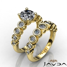 Bezel Setting Bridal Set diamond Ring 14k Gold Yellow