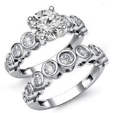 Bezel Setting Bridal Set diamond Ring 14k Gold White