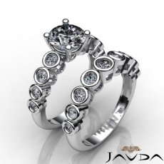 Bezel Setting Bridal Set diamond Ring 14k Gold White