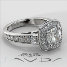 Halo Cathedral Milgrain diamond Ring 14k Gold White