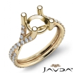 French Cut Pave Diamond Engagement Round Semi Mount 14k Yellow Gold Ring 0.45Ct - javda.com 