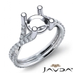 French Cut Pave Diamond Engagement Round Semi Mount 14k White Gold Ring 0.45Ct - javda.com 