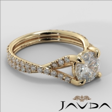 French V Pave Criss Cross diamond Ring 18k Gold Yellow