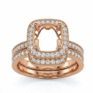 Diamond Engagement Ring Round Halo Pave Bridal Set 18k Rose Gold Semi Mount 1Ct - javda.com 