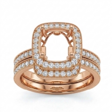 Diamond Engagement Ring Round Halo Pave Bridal Set 18k Rose Gold Semi Mount  (1Ct. tw.)