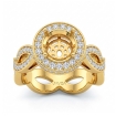 Round Cut Diamond Engagement Ring Pave Setting 18k Yellow Gold Wedding Band 1.3Ct - javda.com 