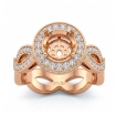 Round Cut Diamond Engagement Ring Pave Setting 18k Rose Gold Wedding Band 1.3Ct - javda.com 