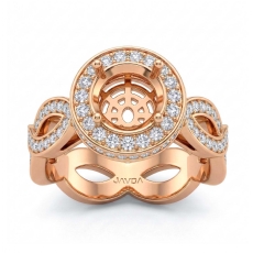 Round Cut Diamond Engagement Ring Pave Setting 18k Rose Gold Wedding Band  (1.3Ct. tw.)