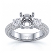 Three 3 Stone Round Diamond Engagement Ring Setting 14k White Gold Semi Mount 2.64Ct - javda.com 