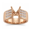 0.31Ct Round Diamond Engagement 3 Row Channel Womens Ring Setting 14k Rose Gold - javda.com 