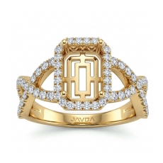 Round Diamond Engagement Semi Mount Ring 14k Gold Yellow Split-Curve Shank (0.67Ct. tw.)