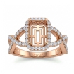 0.67Ct Round Diamond Engagement Semi Mount Ring 18k Rose Gold Split-Curve Shank - javda.com 