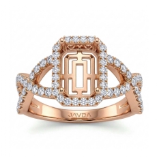 Round Diamond Engagement Semi Mount Ring 18k Rose Gold Split-Curve Shank (0.67Ct. tw.)