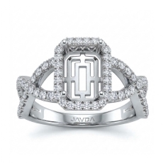 0.67Ct Round Diamond Engagement Semi Mount Ring 14K White Gold Split-Curve Shank