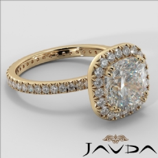 French V Pave Halo Eternity diamond Ring 14k Gold Yellow
