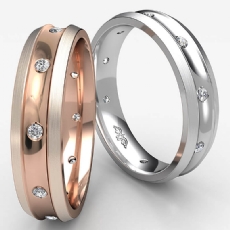 Concave Design Bezel Diamond Eternity Men's Wedding Band 14k Rose Gold  (0.13Ct. tw.)