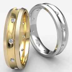 Concave Design Bezel Diamond Eternity Men's Wedding Band 18k Gold Yellow  (0.13Ct. tw.)