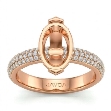Oval Pave Diamond Engagement Women Ring Setting 18k Rose Gold (1.4Ct. tw.)