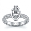 1.4Ct Oval Pave Diamond Engagement Women Ring Setting 14k White Gold - javda.com 