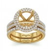 2.2Ct Diamond Halo Pave Setting Engagement Ring Round Bridal Set 14k Yellow Gold - javda.com 