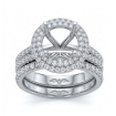 2.2Ct Diamond Halo Pave Setting Engagement Ring Round Bridal Set 14k White Gold - javda.com 