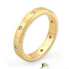 Bezel Princess Diamond Thin Men's Eternity Wedding Band 14k Gold Yellow  (0.25Ct. tw.)