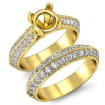 1Ct Pave Diamond Engagement Ring Round Semi Mount Bridal Sets 18k Yellow Gold - javda.com 