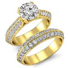 2 Row Shank Pave Bridal Set diamond  14k Gold Yellow