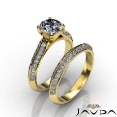 2 Row Shank Pave Bridal Set diamond  14k Gold Yellow