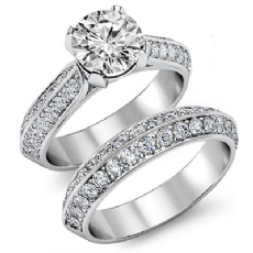 2 Row Shank Pave Bridal Set diamond  14k Gold White