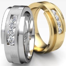 Channel Set Brushed Men's Diamond Half Wedding Band 14k Gold Yellow  (0.3Ct. tw.)