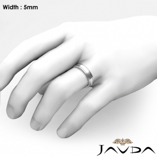 Flat Fit Solid Ring Mens Wedding Plain Band 5mm 14k Gold White 6.1g 6-6.75 Sz