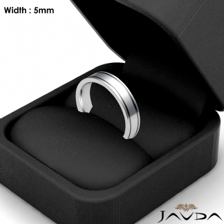 Flat Fit Solid Ring Mens Wedding Plain Band 5mm 14k Gold White 6.1g 6-6.75 Sz