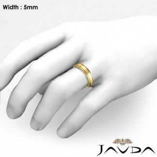 Flat Fit Solid Ring Mens Wedding Plain Band 5mm 14k Gold Yellow 6.9g 8-8.75 Sz