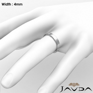 Simple Plain Flat Pipe Cut 4mm Mens Wedding Band Platinum 950 5.4g 5-5.75 Sz