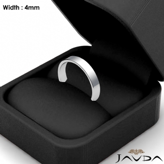 Simple Plain Flat Pipe Cut 4mm Mens Wedding Band Platinum 950 5.4g 5-5.75 Sz