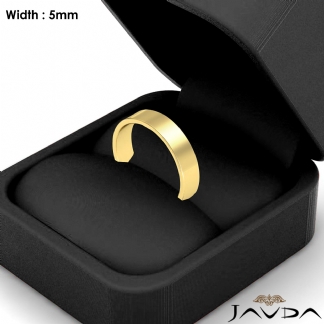 Flat Pipe Cut Ring 5mm Men Simple Plain Wedding Band 14k Gold Yellow 4.6g 6-6.75 Sz