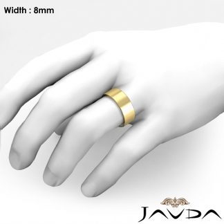 8mm Men Wedding Band Comfort fit Flat Pipe Cut Ring 18k Gold Yellow 13.1g 12-12.75 Sz