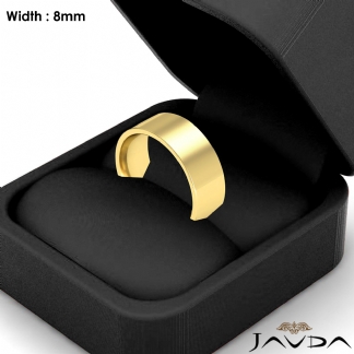 8mm Men Wedding Band Comfort fit Flat Pipe Cut Ring 18k Gold Yellow 13.1g 12-12.75 Sz