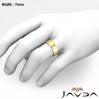 Men Wedding Band Comfort Fit Flat Pipe Cut Ring 7mm 14k Gold Yellow 8.9g 9-9.75 Sz
