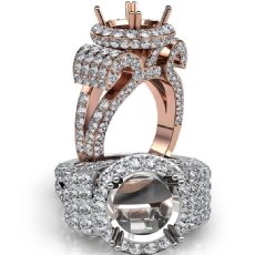 Round Diamond Engagement Ring Antique & Vintage Halo Pave Semi Mount 14k Rose Gold  (3.5Ct. tw.)