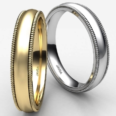 4mm Dome Milgrain Solid Ring 14k White Gold Plain Men Wedding Band 4.2g 4sz