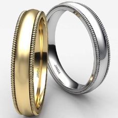 Solid Men Wedding Ring Dome Milgrain Plain Band 5mm 14k White Gold 5.8g 4sz