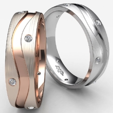 Curve Step Matte Bezel Diamond Eternity Mens Wedding Band 14k Rose Gold  (0.64Ct. tw.)